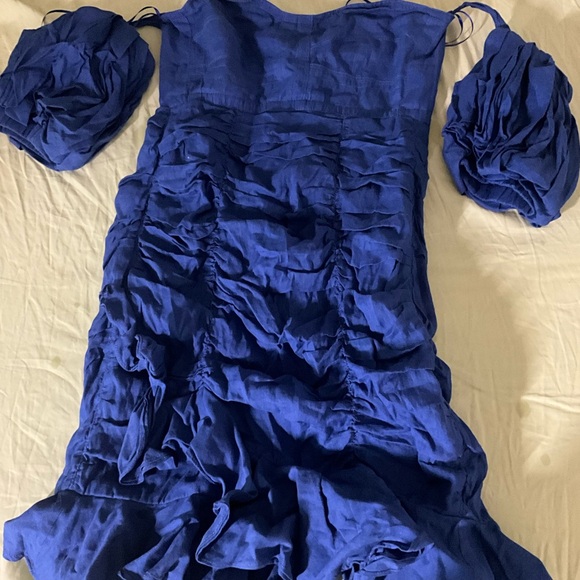 Royal Blue Ruched Mini Dress - Picture 4 of 6